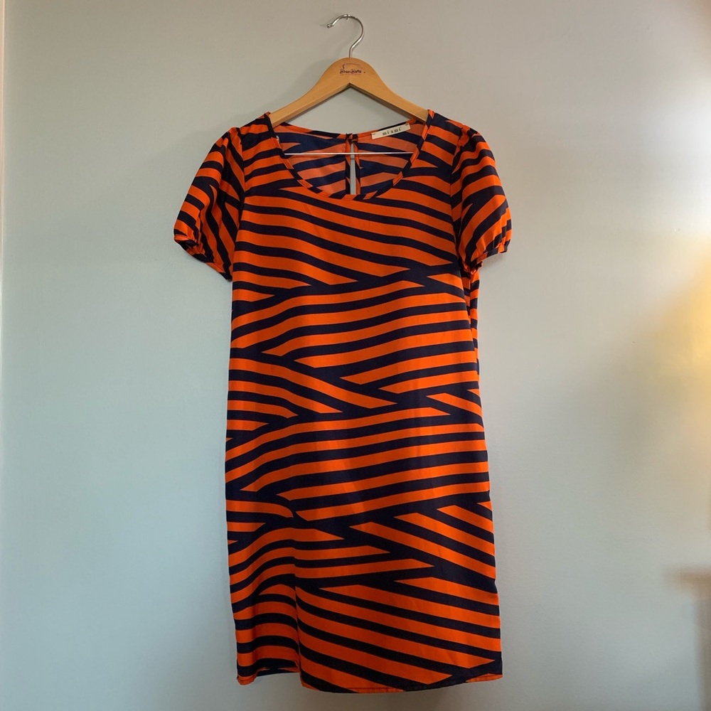 Orange and Blue Shift Dress (Size M)